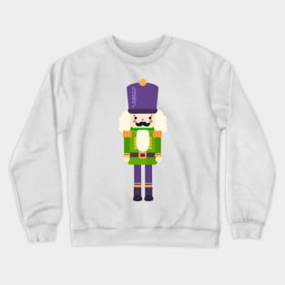 Green and Purple Christmas Nutcracker Toy Soldier Graphic Art Crewneck Sweatshirt